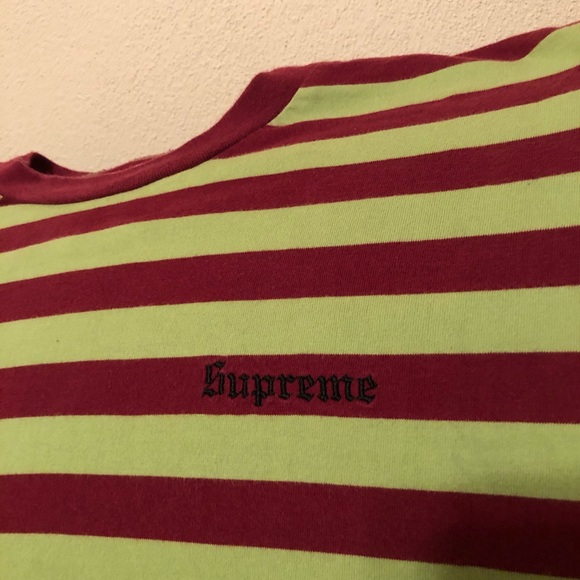Supreme Bar Striped T - Shirt 100% Authentic - Picture 1 of 5